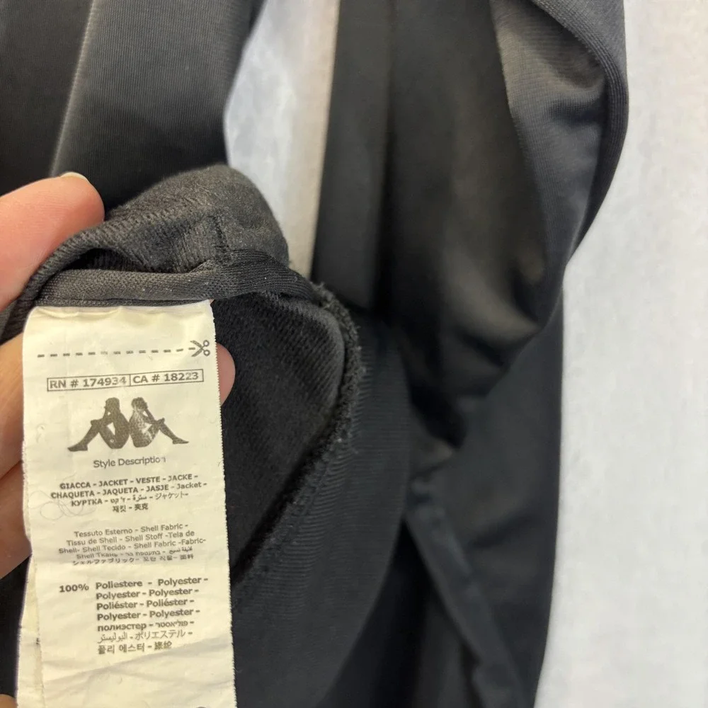 KAPPA‎ Track Jacket Mens Medium Black Full Zip Stretch Logo Gym Athletic Sporty